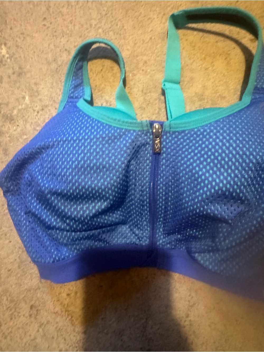Victoria's Secret Blue and Teal Front-Zip Sports Bra